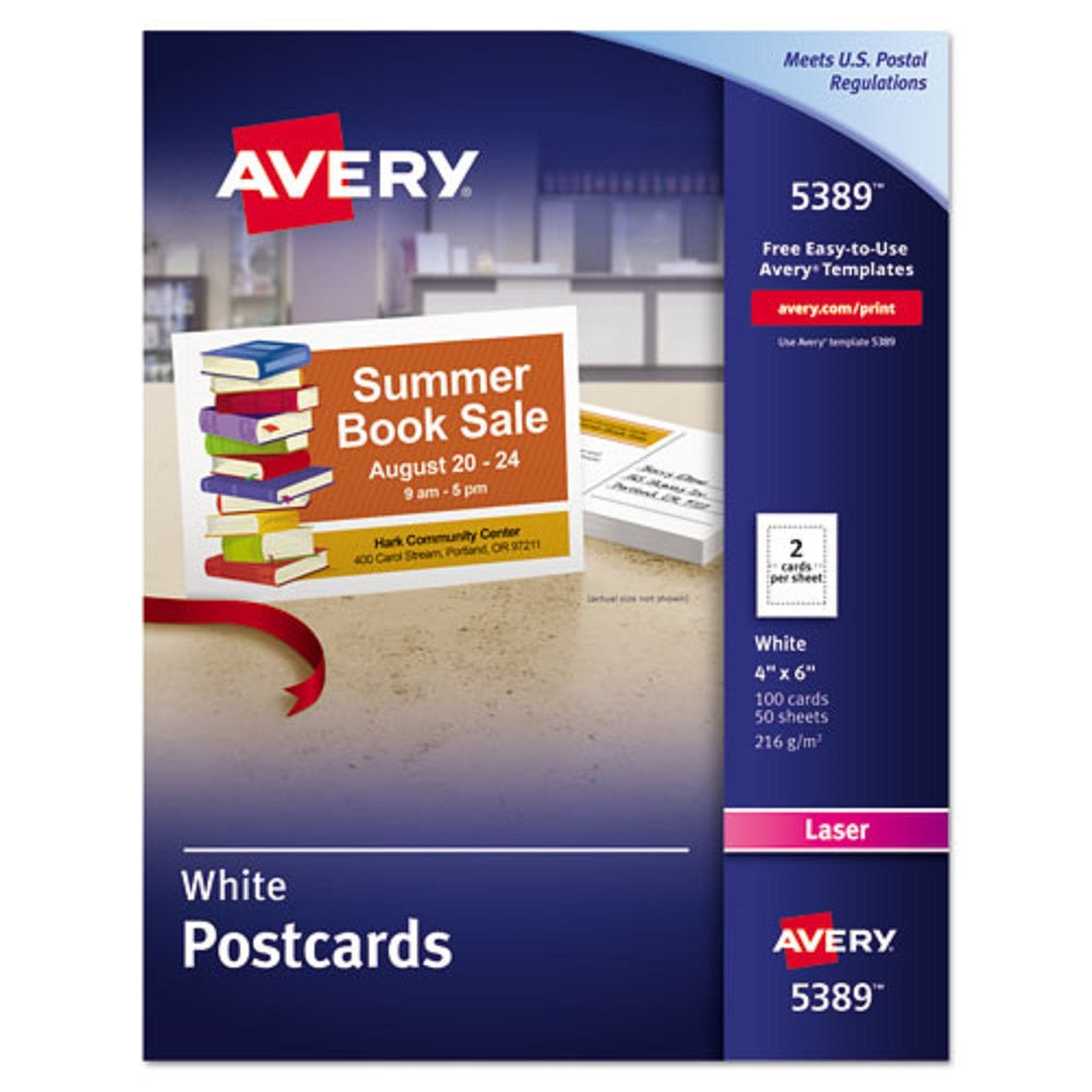 PRINTABLE POSTCARDS, LASER, 80 lb, 4 x 6 - UNCOATED WHITE