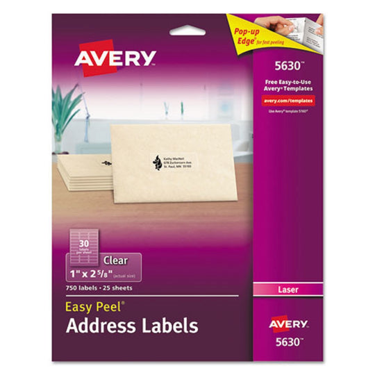 EASY PEEL MAILING LABELS W/SURE FEED TECHNOLOGY - LASER PRINTER - CLEAR