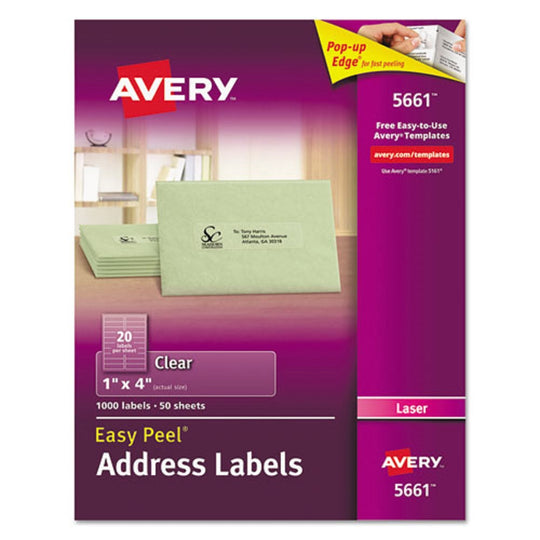 EASY PEEL MAILING LABELS W/ SURE FEED TECHNOLOGY, LASER PRINTERS - MATTE CLEAR