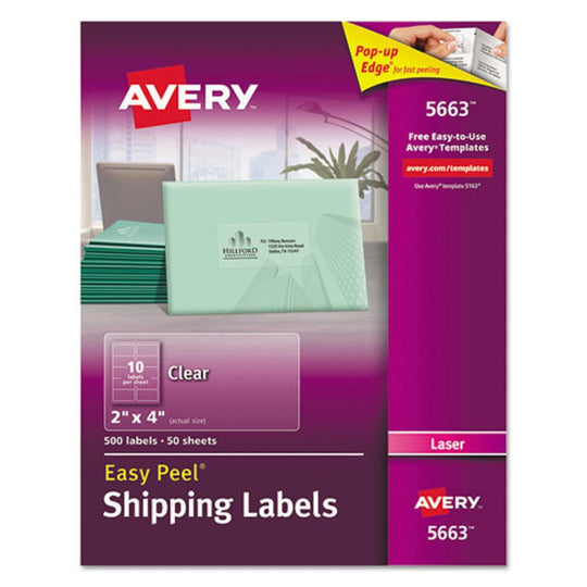 EASY PEEL MAILING LABELS W/ SURE FEED TECHNOLOGY, LASER PRINTERS - MATTE CLEAR