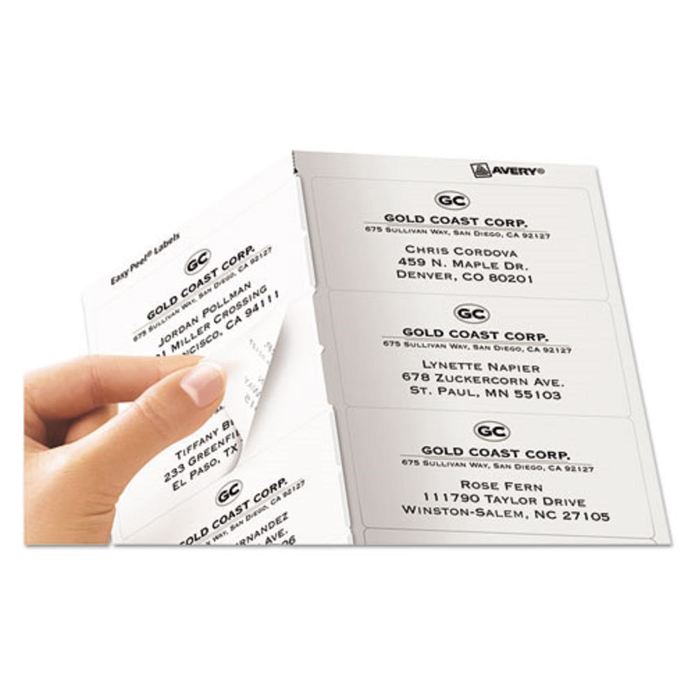 EASY PEEL MAILING LABELS W/ SURE FEED TECHNOLOGY, LASER PRINTERS - MATTE CLEAR