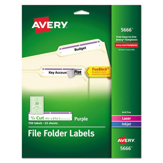 PERMANENT TRUEBLOCK FILE FOLDER LABELS W/ SURE FEED TECHNOLOGY - WHITE