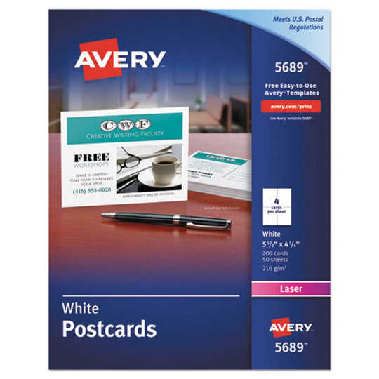 POSTCARDS FOR LASER PRINTERS 4 1/4 x 5 1/2 UNCOATED - WHITE