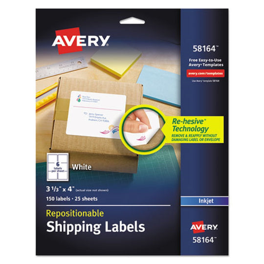 REPOSITIONALBLE SHIPPING LABELS W/ SUREFEED - WHITE