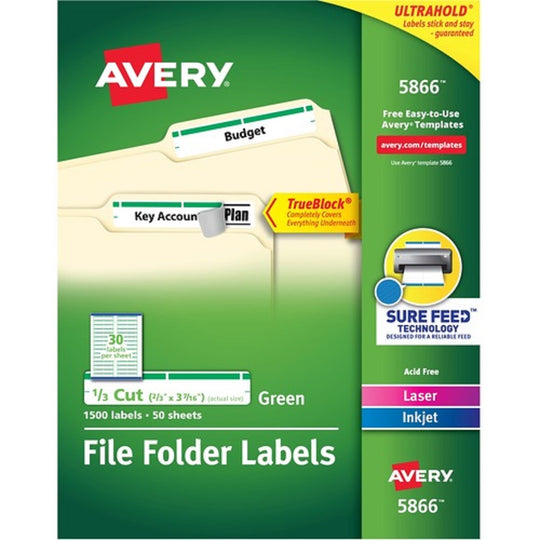 PERMANENTA TRUEBLOCK FILE FOLDER LABELS W/ SURE FEED TECHNOLOGY - WHITE