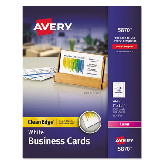 CLEAN EDGE BUSINESS CARD VALUE PACK, LASER - WHITE