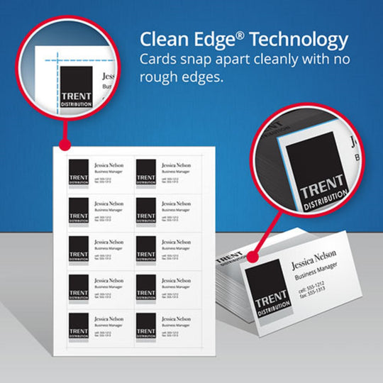 CLEAN EDGE BUSINESS CARD VALUE PACK, LASER - WHITE