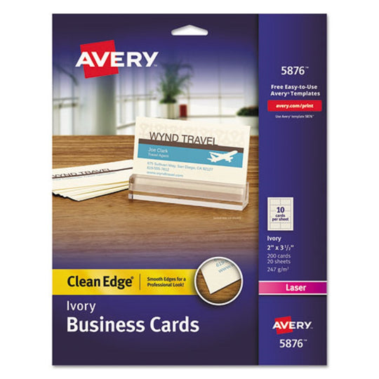 CLEAN EDGE BUSINESS CARDS, LASER - IVORY