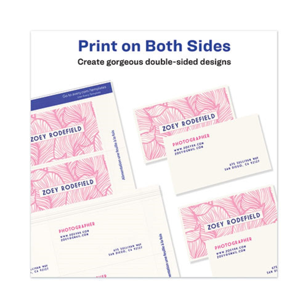 PRINT-TO-THE-EDGE MICROPERF BUSINESS CARDS W/ SURE FEED TECHNOLOGY, COLOR LASER - WHITE