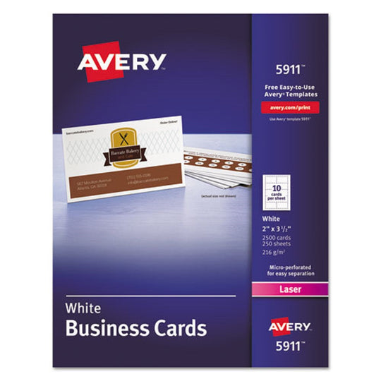 PRINTABLE MICROPERFERATED BUSINESS CARDS W/ SURE FEED TECHNOLOGY - WHITE