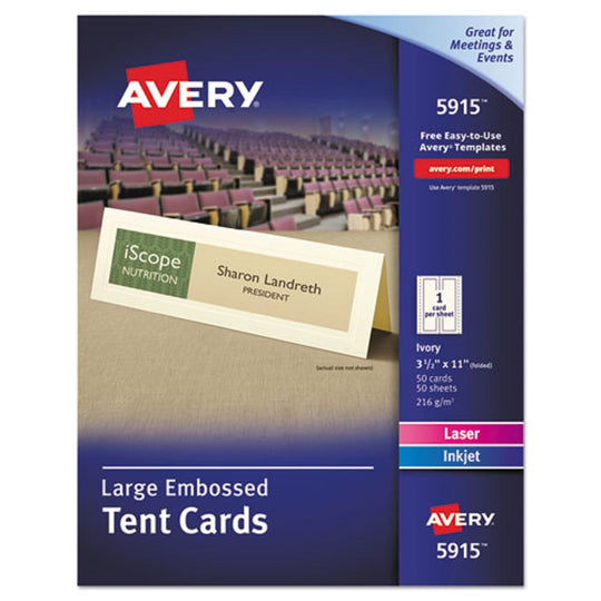 LARGE EMBOSSED TENT CARD - IVORY