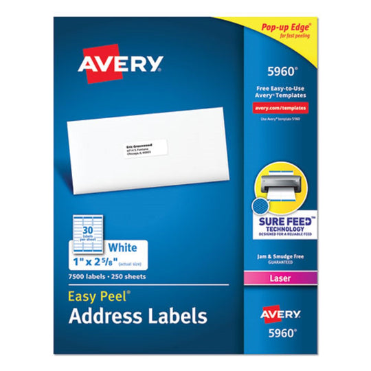 EASY PEEL ADDRESS LABELS - SURE FEED TECHNOLOGY - PERMANENT ADHESIVE - WHITE