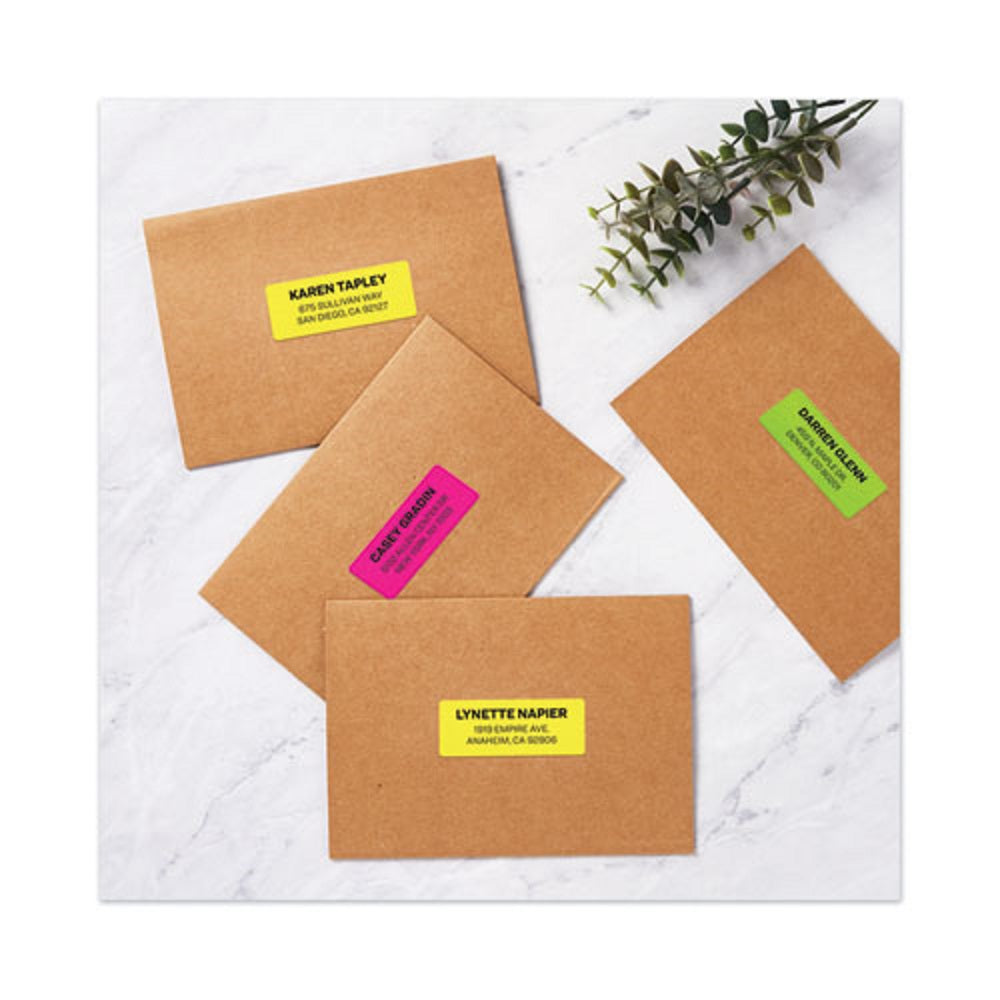 AVERY SHIPPING LABELS - NEON MAGENTA - NEON GREEN - NEON YELLOW