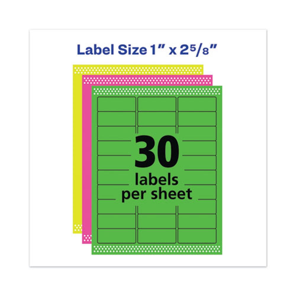 AVERY SHIPPING LABELS - NEON MAGENTA - NEON GREEN - NEON YELLOW