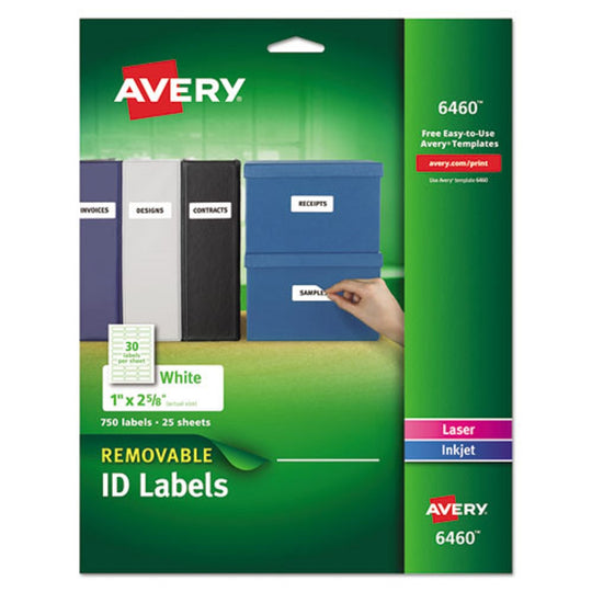 REMOVABLE MULTI-USE LABELS - INKJET/LASER PRINTERS - WHITE