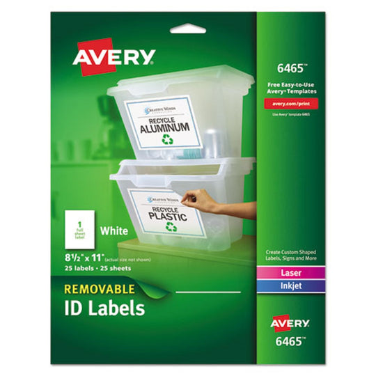 REMOVABLE MULTI-USE LABELS, INKJET/LASER PRINTER - WHITE