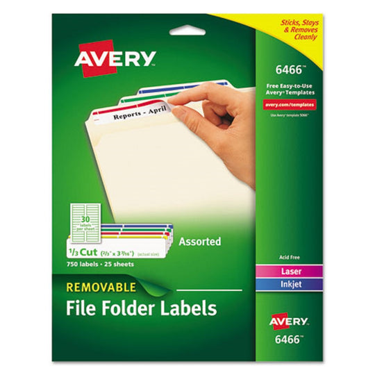 REMOVABLE FILE FOLDER LABELS W/ SURE FEED TECHNOLOGY - WHITE