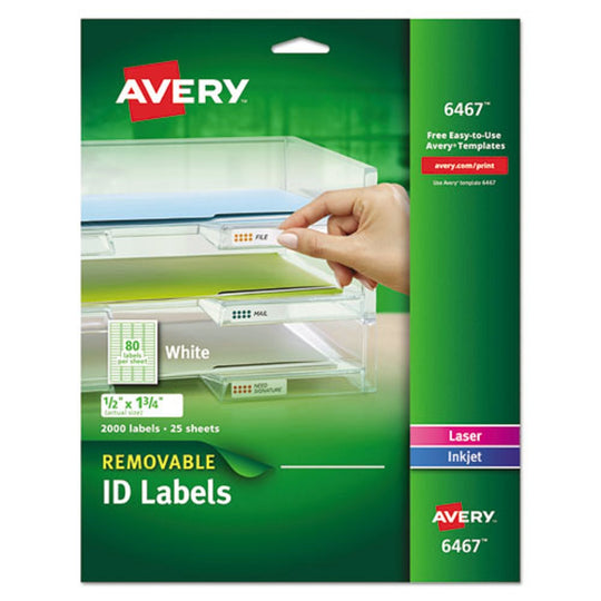 REMOVABLE MULTI-USE LABELS, INKJET/LASER PRINTERS - WHITE