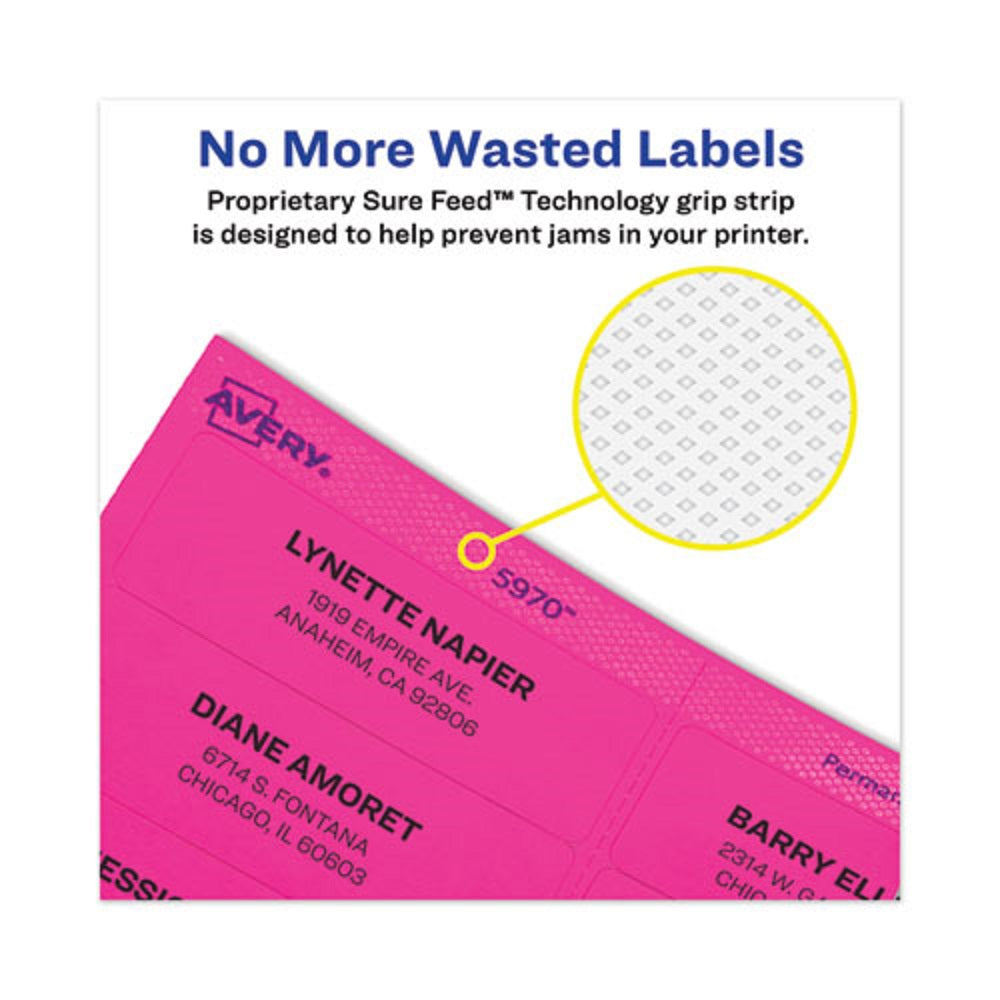 HIGH-VIS REMOVABLE LASER/INKJET ID LABELS W/ SURE FEED - NEON