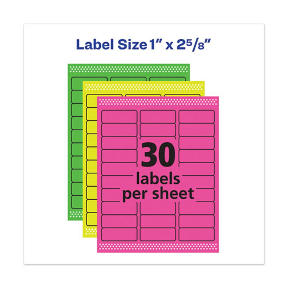 HIGH-VIS REMOVABLE LASER/INKJET ID LABELS W/ SURE FEED - NEON