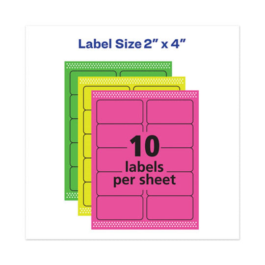 HIGH-VIS REMOVABLE LASER/ INKJET ID LABELS - ASSORTED NEON