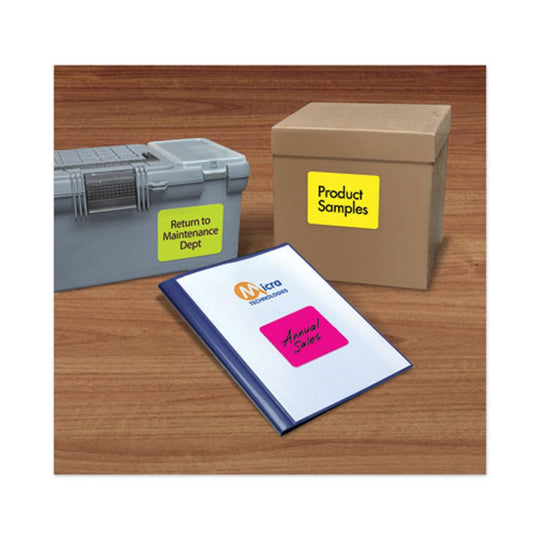 AVERY HIGH-VIS REMOVABLE LASER/ INKJET ID LABELS W/ SURE FEED - NEON