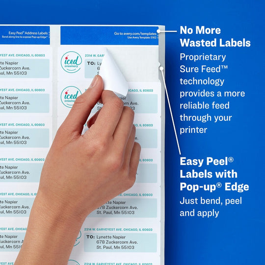 EASY PEEL MAILING LABELS W/ SURE FEED TECHNOLOGY, INKJET/LASER PRINTERS - GLOSSY CLEAR