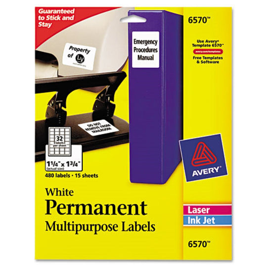 PERMANENT ID LABELS W/ SURE FEED TECHNOLOGY, INKJET/ LASER PRINTERS - WHITE