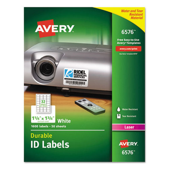 DURABLE PERMANENT ID LABELS W/ TRUE BLOCK TECHNOLOGY, LASER PRINTER - WHITE