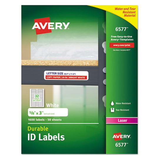 DURABLE PERMANENT ID LABELS W/ TRUE BLOCK TECHNOLOGY, LASER PRINTERS - WHITE