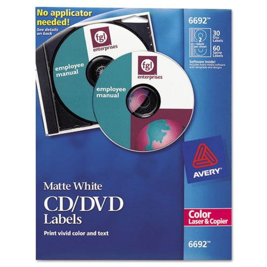 CD LABELS, LASER PRINTER - MATTE WHITE