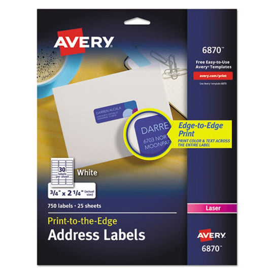 AVERY VIBRANT LASER COLOR-PRINT LABELS W/ SURE FEED - WHITE