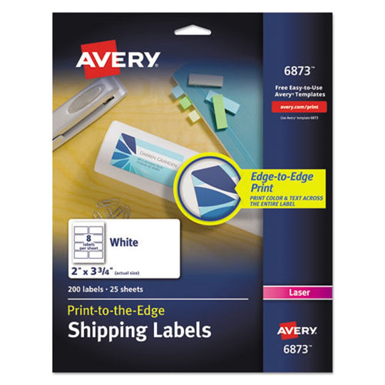 VIBRANT LASER COLOR-PRINT LABELS W/ SURE FEED - WHITE