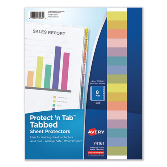 PROTECT'N TAB TOP LOAD CLEAR SHEET PROTECTORS W/ EIGHT TABS - LETTER