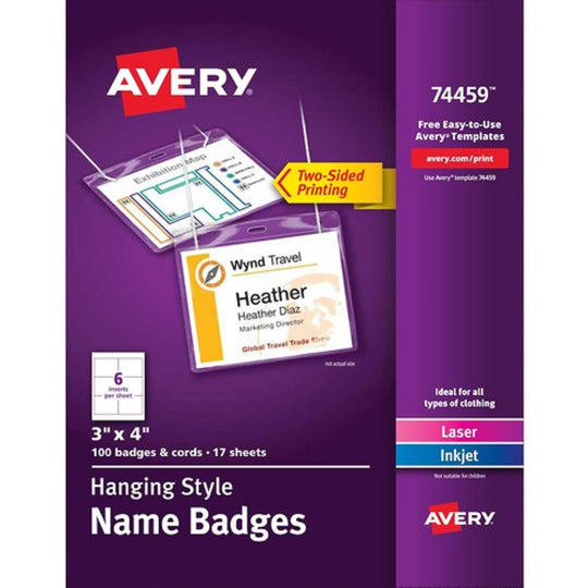 AVERY LASER/INKTET BADGE INSERT - WHITE