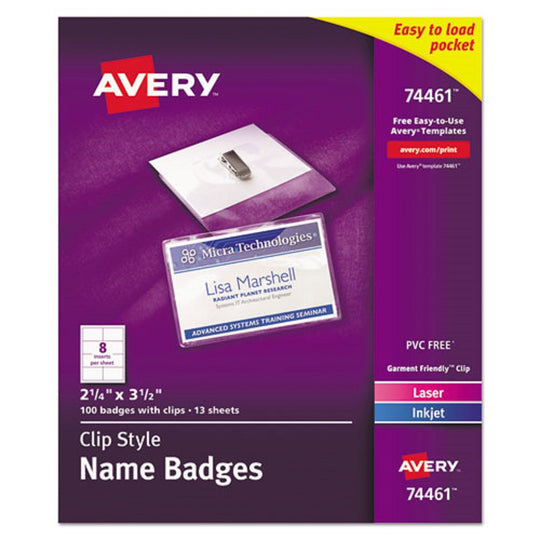 AVERY  INKJET LASER/INKJET BADGE INSERT - WHITE