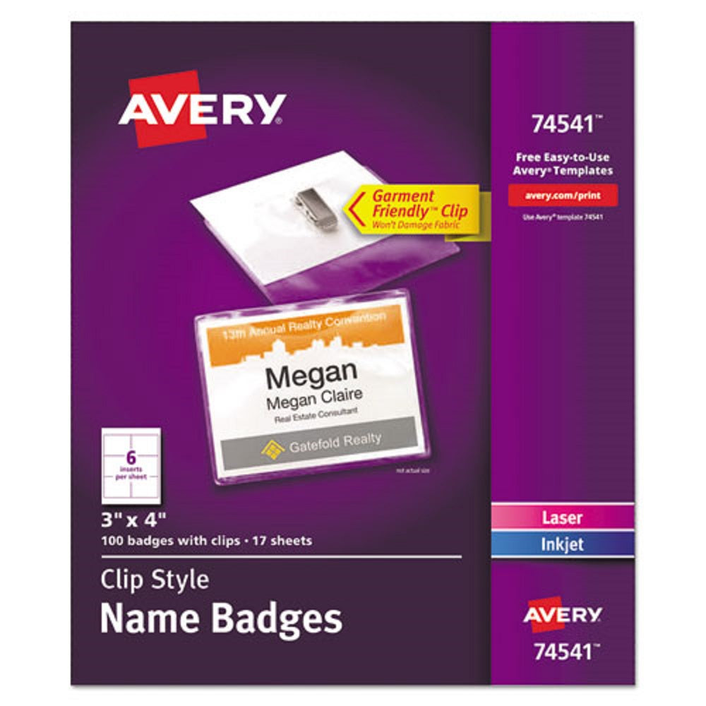 AVERY LASER, INKJET LASER/INKJET BADGE INSERT - WHITE / CLEAR