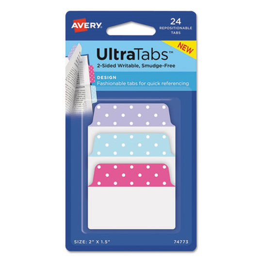 AVERY ULTRA TABS 2-SIDED WRITABLE - ASSORTED DOTS