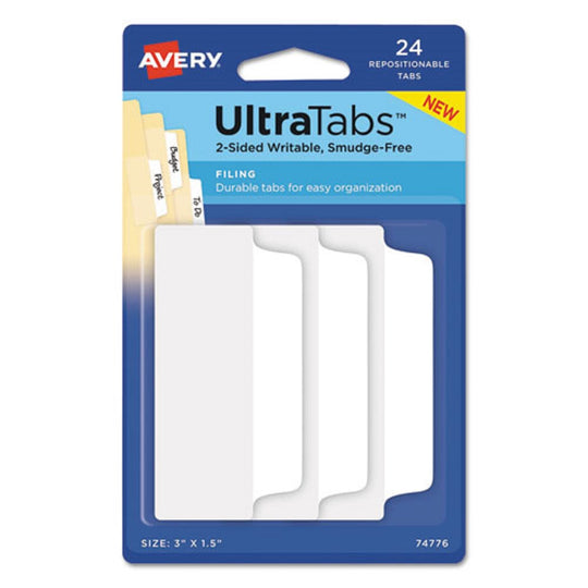 AVERY ULTRA TABS FILING TABS - CLEAR/WHITE