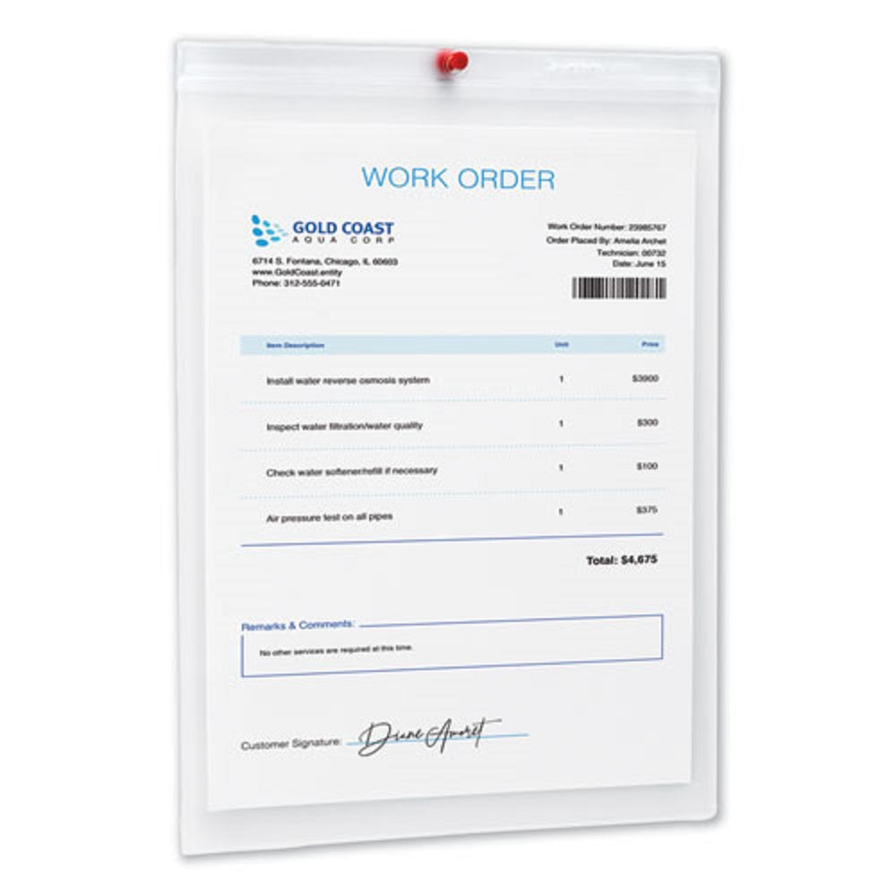 JOB TICKET HOLDERS, HEAVY GAUGE VINYL - CLEAR