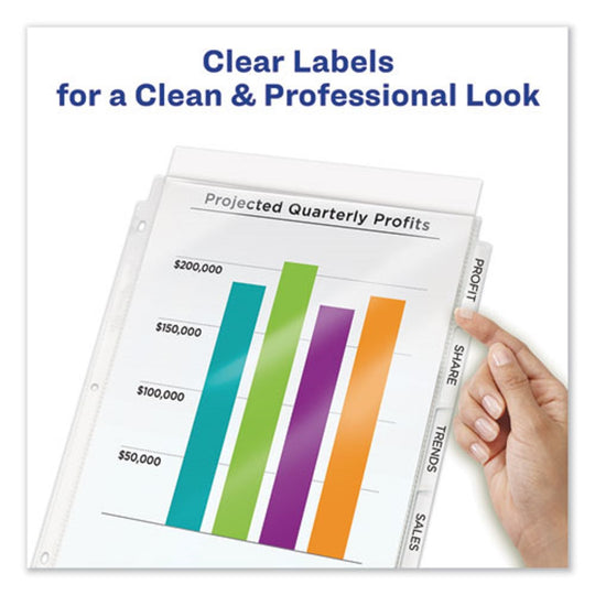 PRINT AND APPLY INDEX MAKER CLEAR LABEL SHEET PROTECTOR DIVIDERS W/ WHITE TABS