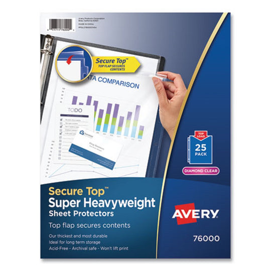 SECURE TOP LETTER SHEET PROTECTORS - SUPER HEAVY GAGE - DIAMOND CLEAR