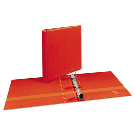 HEAVY-DUTY VIEW BINDER W/ DURAHINGE & ONE TOUCH EZD RINGS - RED