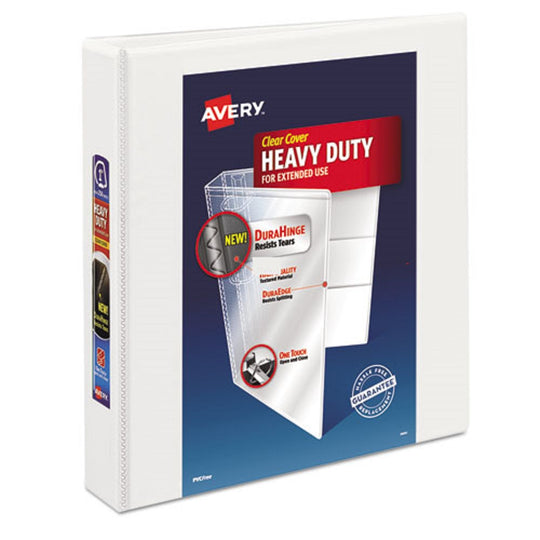 HEAVY-DUTY VIEW BINDER W/ DURAHINGE & ONE TOUCH EZD RINGS - WHITE