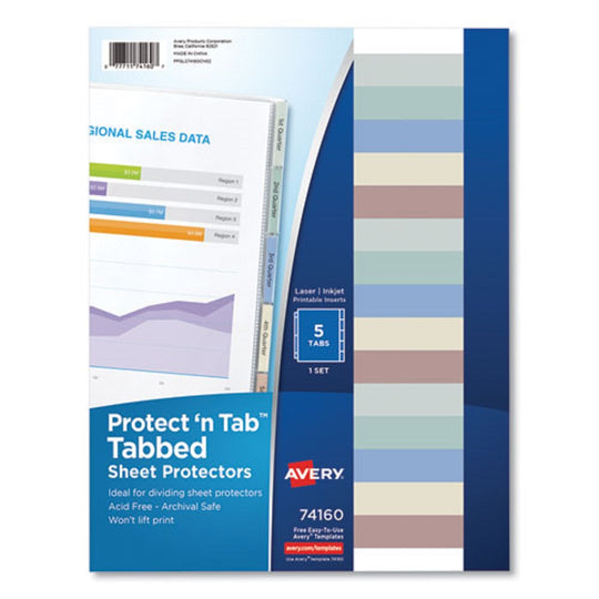 PROTECT'N TAB TOP-LOAD CLEAR SHEET PROTECTOR W/ FIVE TABS - LETTER