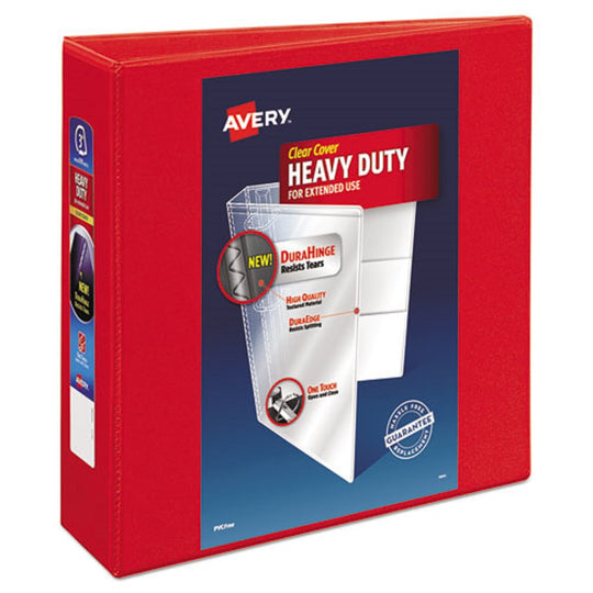 HEAVY-DUTY VIEW 3 RING BINDER - RED