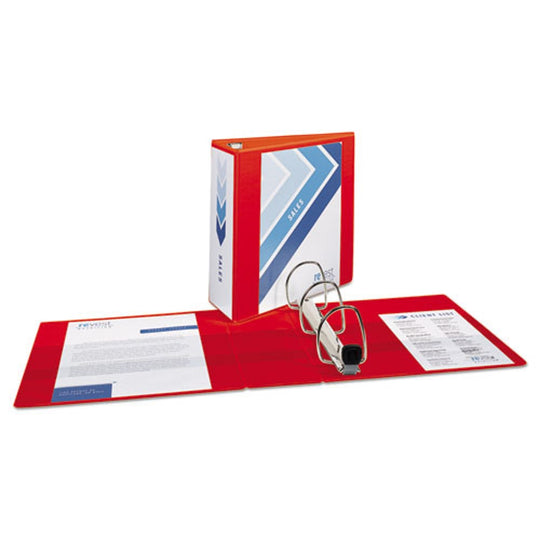 HEAVY-DUTY VIEW BINDER W/ DURAHINGE & LOCKING ONE TOUCH EZD RINGS - RED