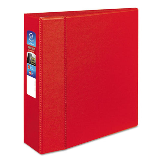 HEAVY-DUTY NON-VIEW BINDER W/ DURAHINGE & LOCKING ONE TOUCH EZD RINGS - RED