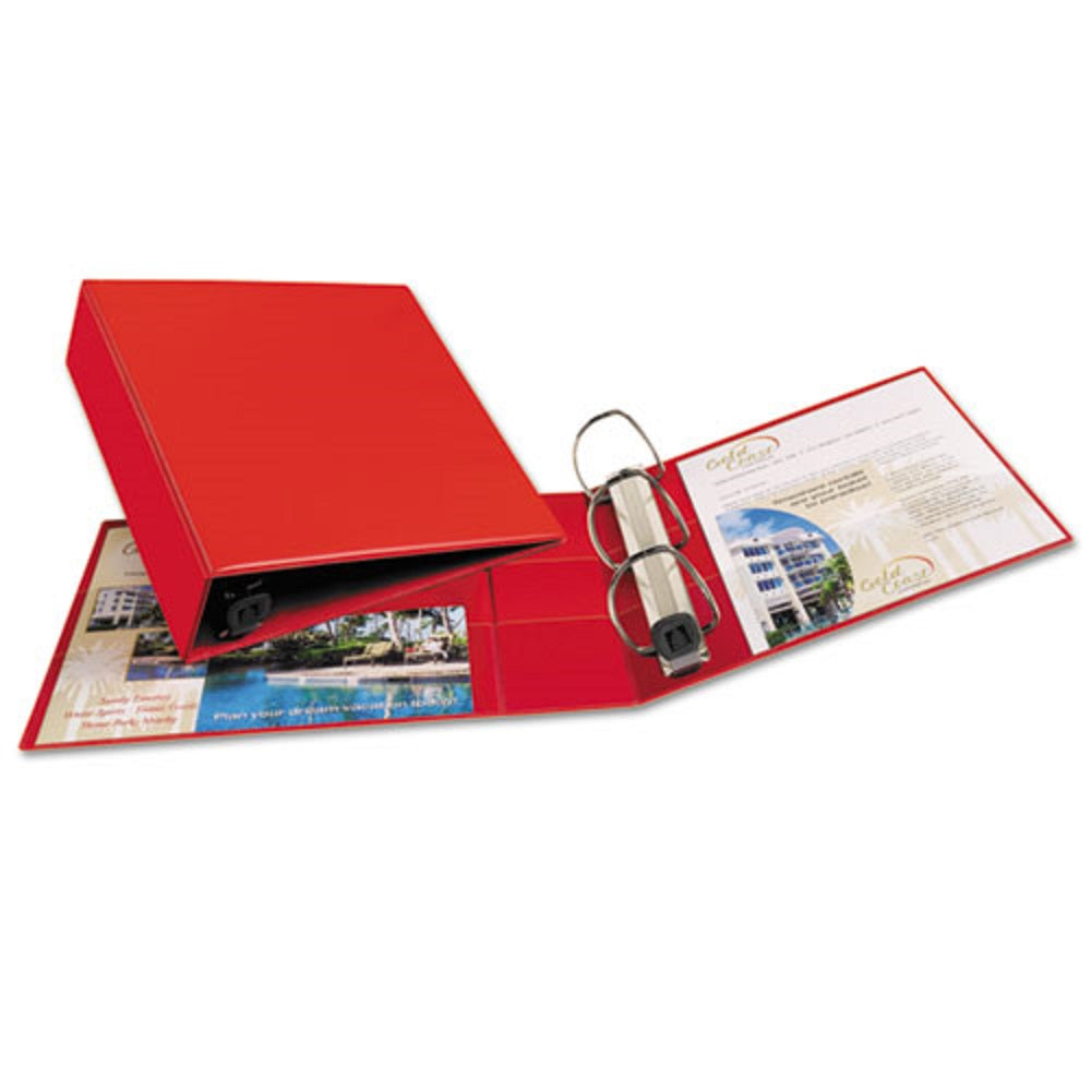 HEAVY-DUTY NON-VIEW BINDER W/ DURAHINGE & LOCKING ONE TOUCH EZD RINGS - RED