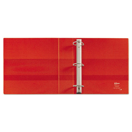 HEAVY-DUTY VIEW BINDER W/ DURAHINGE & LOCKING ONE TOUCH EZD RINGS - RED